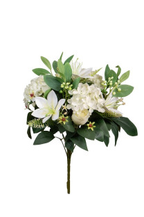 RAMO ROSA/HORTENSIA/LILIUM 39 CM CREMA